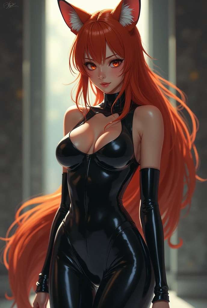 Anime Foxgirl in latex leggings