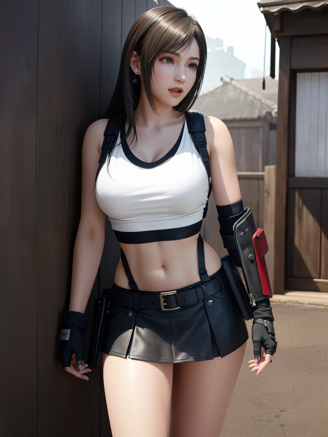 nsfw, {{{masterpiece}}}, {{{best quality}}}, {{ultra-detailed}}, {{an extremely delicate and beautiful}}, 4K, HDR
BREAK
{{Tifa Lockhart}},voluptuous breasts,carvie,20 years old, {{full body}}
BREAK
Satisfied, embarrassed, blush, panicking, orgasm, crying, tears
BREAK
white shirt, tight shirts, black skirt, pencil skirts, elbow pad, Fingerless gloves, panties aside, crotch cutout, no panties, {{broken shirts:2.2}}, nipples visible, {{torn_skirt:1.2}}, bottomless, covered, erect nipples
BREAK
arms up, sexy, breast grab, looking to the side, nipple sucking through, standing, split legs
BREAK
physical restraint, ((bondage)), (captured, restraints, facial expression of despair, restrained, shackles, iron chains, leather harness, facial expression of despair, rope), nipple cutout
BREAK
torture chamber,