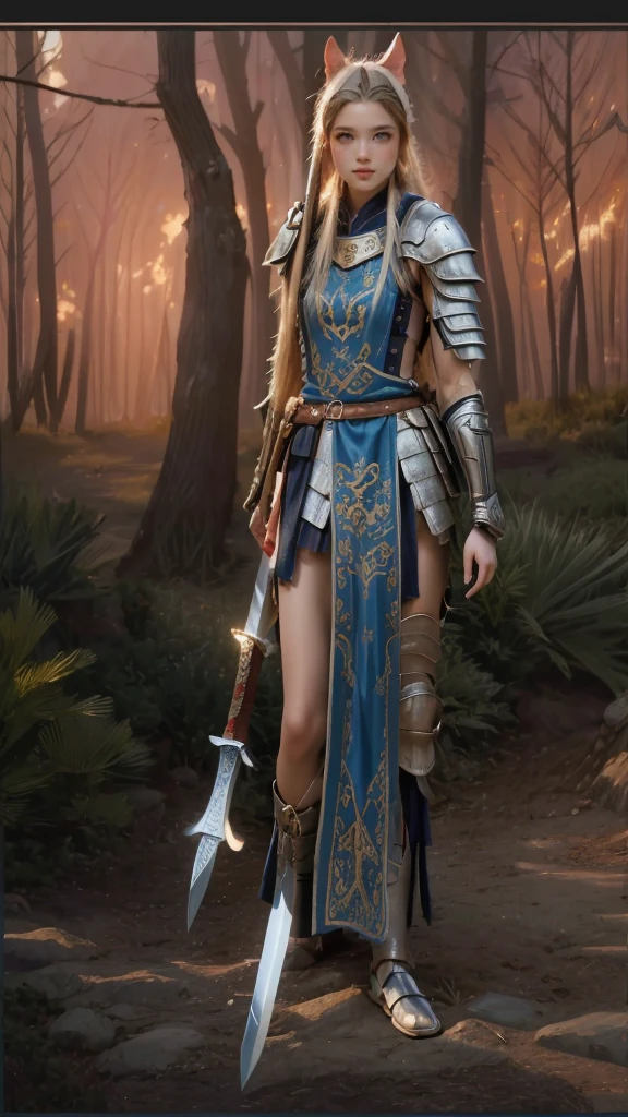  there is a woman dressed up with a sword and a cat, north adult Female Warrior, Warrior Outfit,  in monster hunter armor , north Female Warrior, tribal armor, Female Warrior, Kitava,  ornate bikini armor , platinum armor warrior, female samurai, Woman Revenant ,  a very beautiful Berserker woman , Intricate costume, Apsaras Warrior, wearing tribal armor