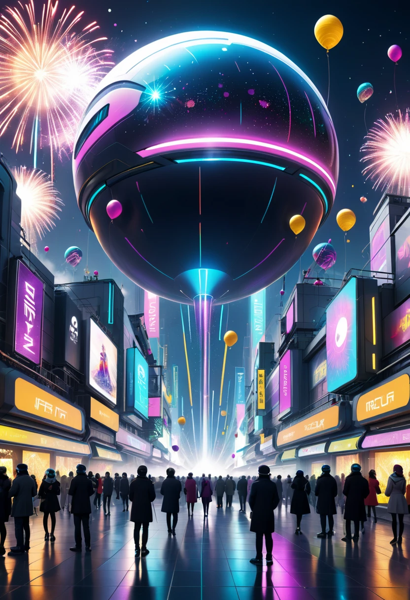 Futuristic New Year celebration 