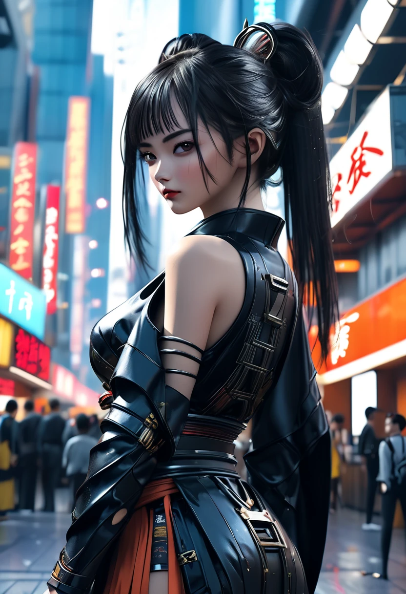 Cute Asian Cyberpunk Female Anime, Invisible cyberpunk hairstyle, Dynamic poses, elegant gesture, Vibrant colors, Concept art by Carne Griffiths and Wadim Kashin, Cyberpunk Background, abstract beauty, almost perfect, pure forms, Golden Ratio, Minimalism, concept art, Intricate details, 8k post production, high resolution, Super Detail, Popular on artstation, Sharp focus, Studio Photos, Intricate details, Very detailed, author:Greg Rutkowski