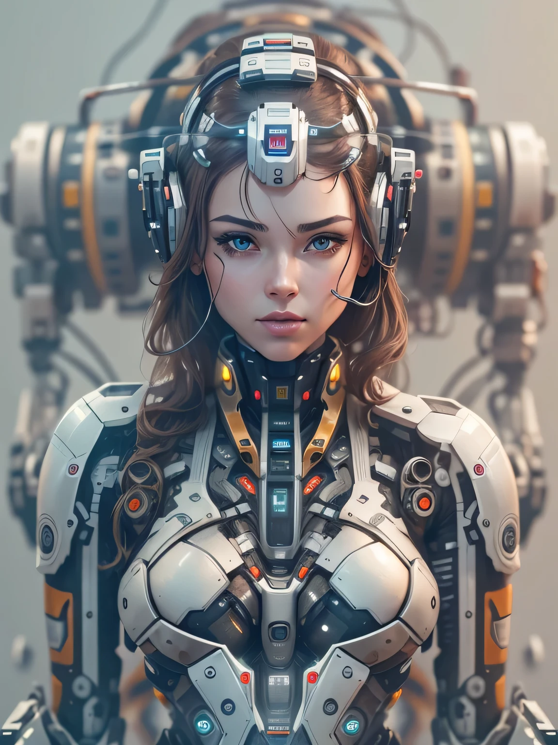 ai cyborg robot talking with open mouth with high details and 8k saturation