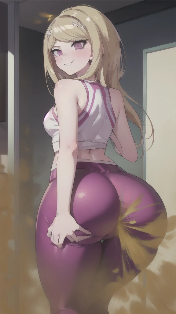 ((velocity)),Attacked by farts,(Kaede Akamatsu from Danganronpa V3: Killing Harmony),(((Women farting))),(girl farting), velocity,)(a female),(wearing pink yoga pants leggings),(her butt directly against the screen and bending over)),(ass grab),(smirking),(buttocks pressed seductively against camera)(anime girl),(intimate), (masterpiece:1.2、top-quality, best-quality)、(the Extremely Detailed CG Unity 8K Wallpapers、ultra-detailed、Best Shadows)、(Detailed background)、(The best lighting、extremely delicate and beautiful)、depth of fields、1girl in、solo、upward looking gaze、cum