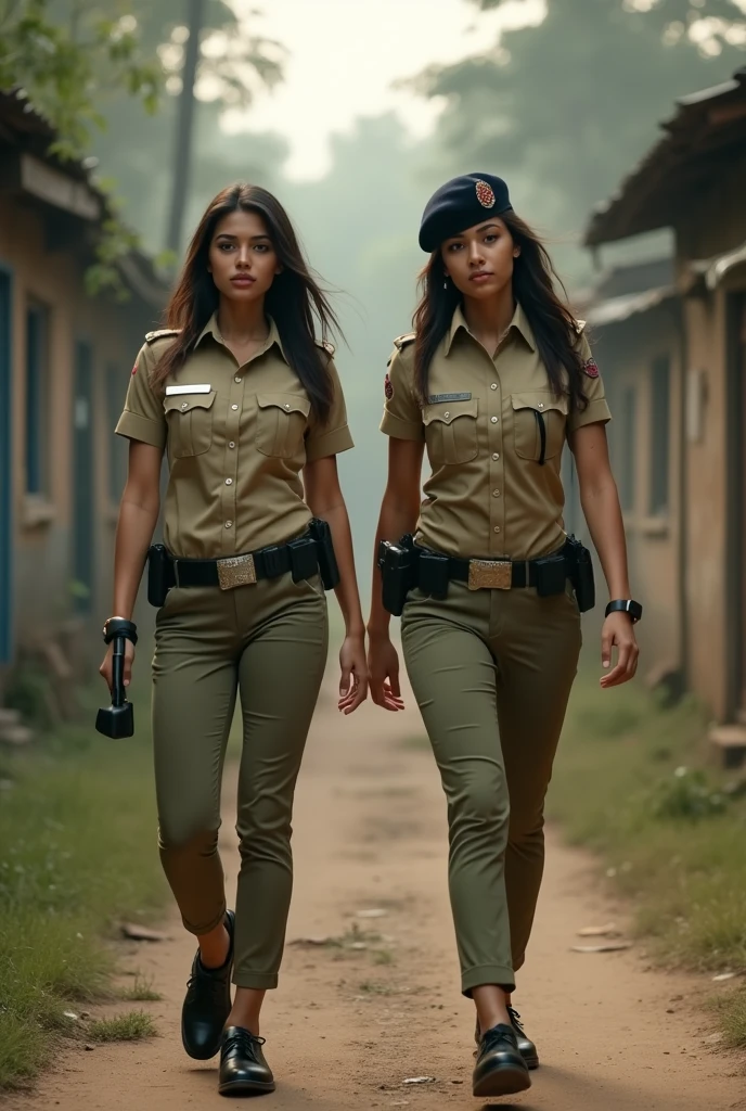 2 woman indian police officer , woman in skintight khaki police shirt ...