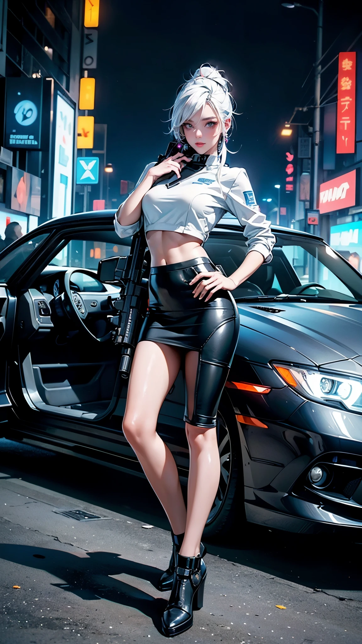 arafed woman in a white tank top and black miniskirt, suspenders, stockings, gloves, posing, extremely detailed artgerm, ig model | artgerm, seductive tifa lockhart portrait, 2.5d cgi anime fantasy artwork, wlop and artgerm, artstation masterpiece, cushart krenz key art feminine, style ivan talavera and artgerm, tifa lockhart, huge breasts