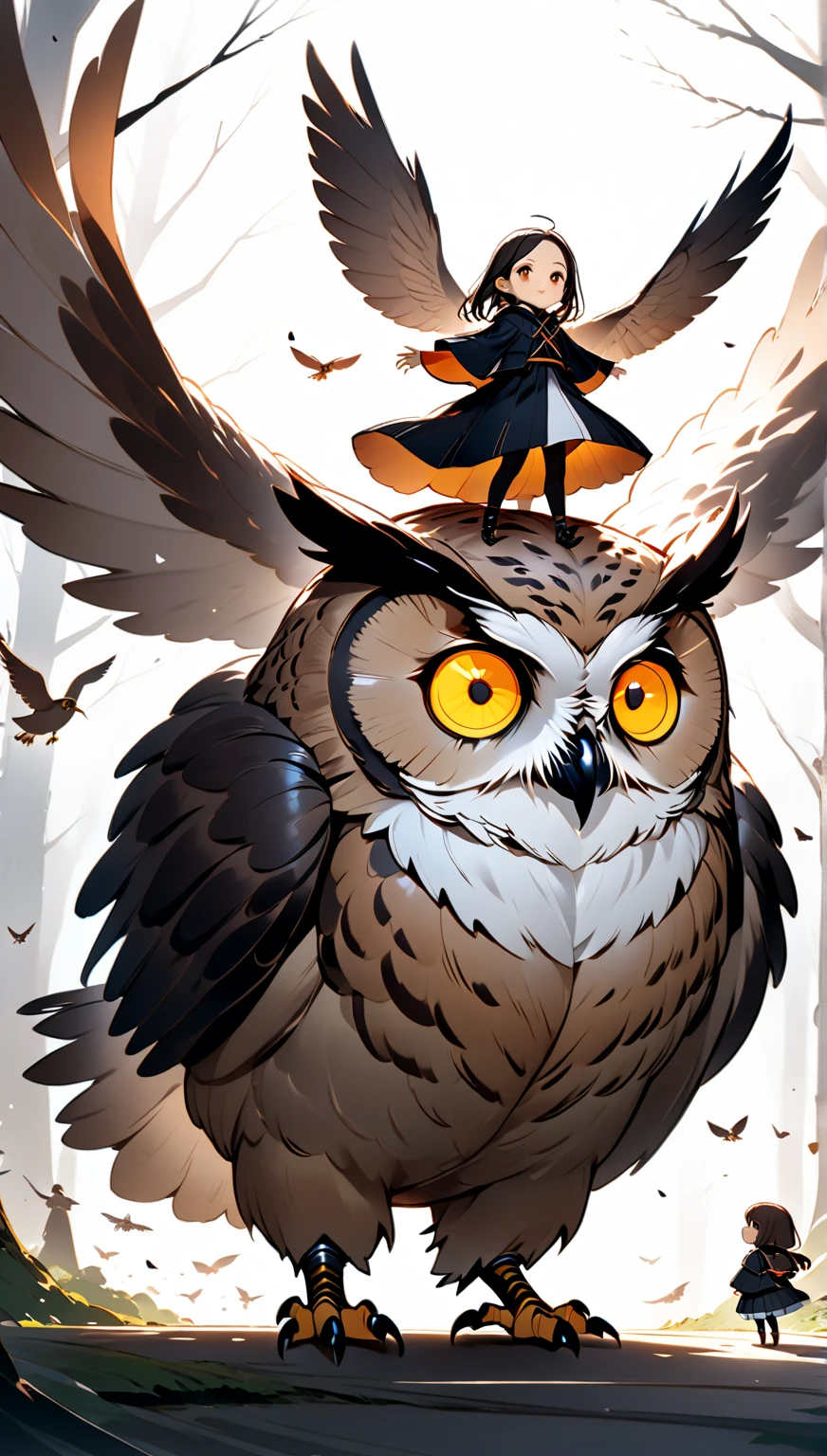  GIRL RIDING A GIANT OWL , Hzk,   Ultra Miniature Girl  , 