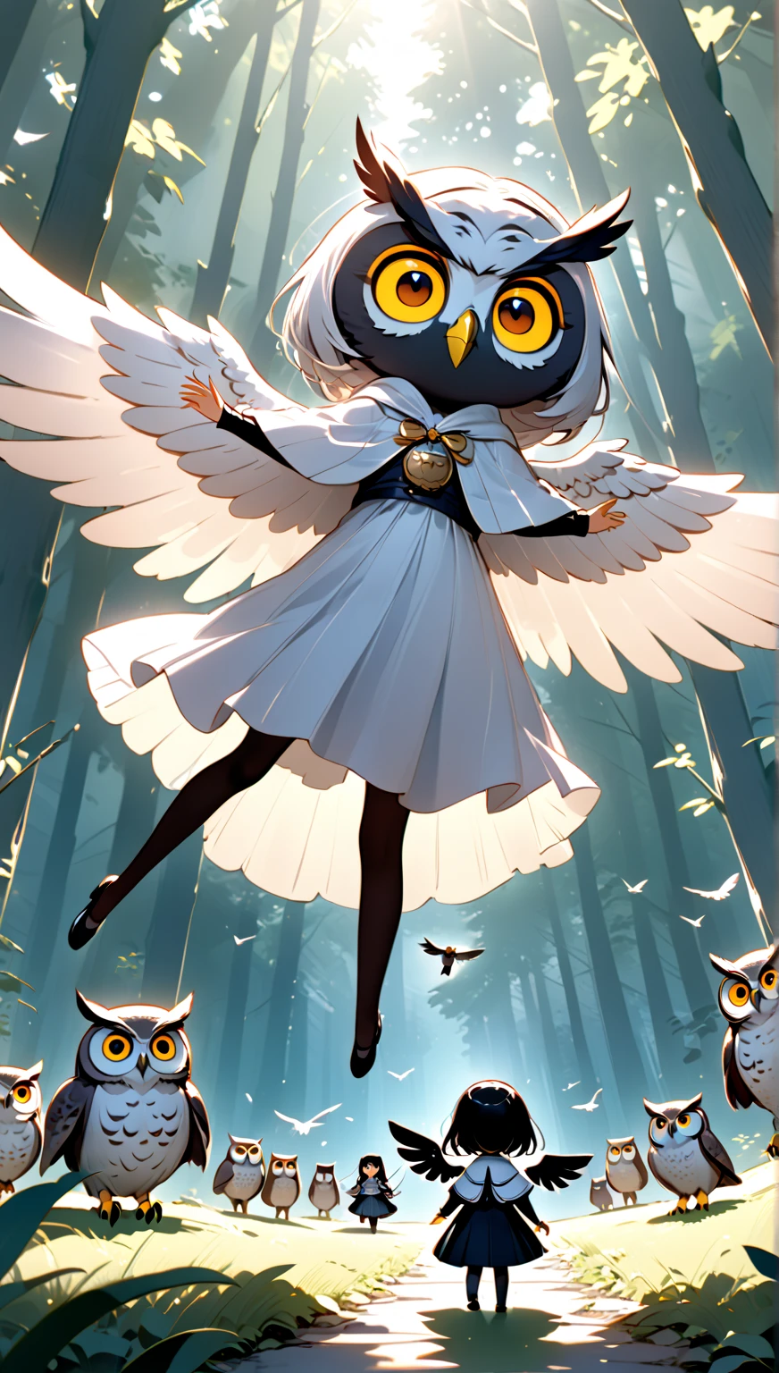 The Girl Who Flaps Her Wings to the New World ,  owl under guard，Hzk,     Ultra Miniature Girl    , 