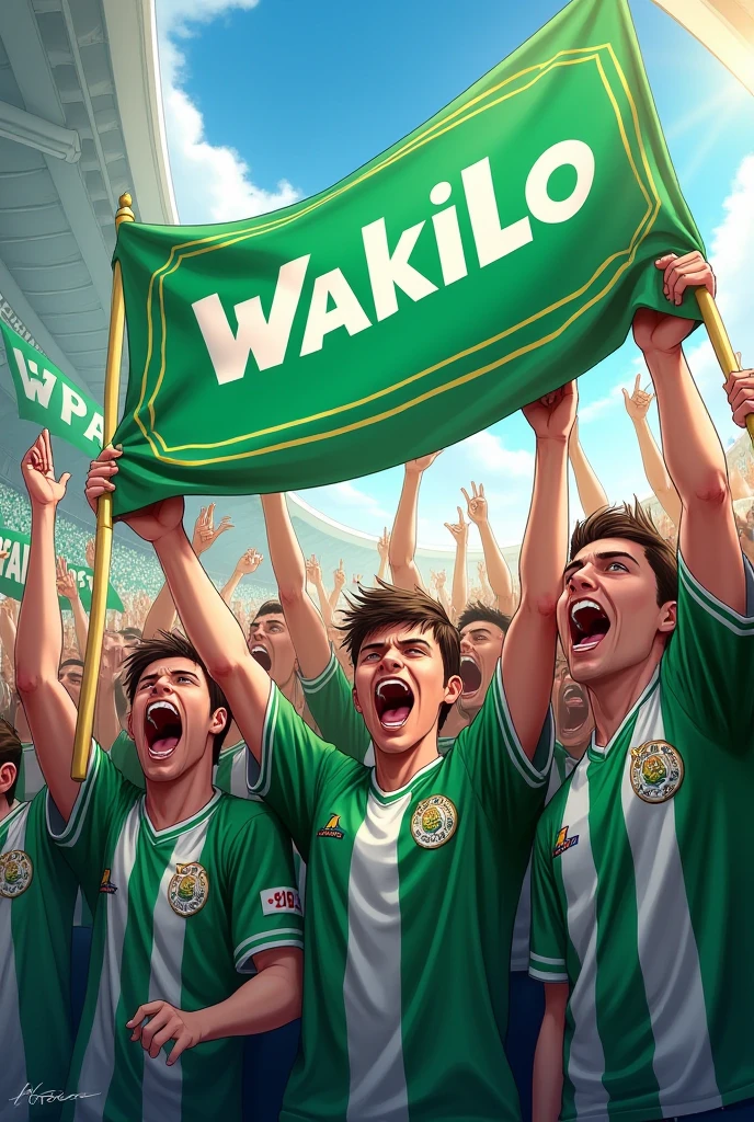 A scene of an energetic man wearing a green campaigner outfit, surrounded by people who admire and respect him. He stands confidently in the center, exuding positivity and charisma, with a friendly and approachable smile on his face. The background features a vibrant community event in a lively park, with colorful banners and decorations. People of different ages and backgrounds are gathered around him, some cheering, others shaking his hand, and a few taking photos with him, showcasing their admiration and support for his cause.