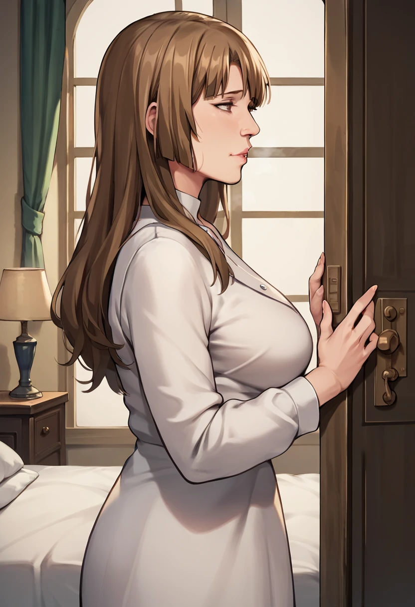  top quality ,  masterpieces at the front door of the house , mature woman,RosaUmineko, long hair, brown hair, brown eyes, bed,nose fuck,smell,smelly cock,from side,