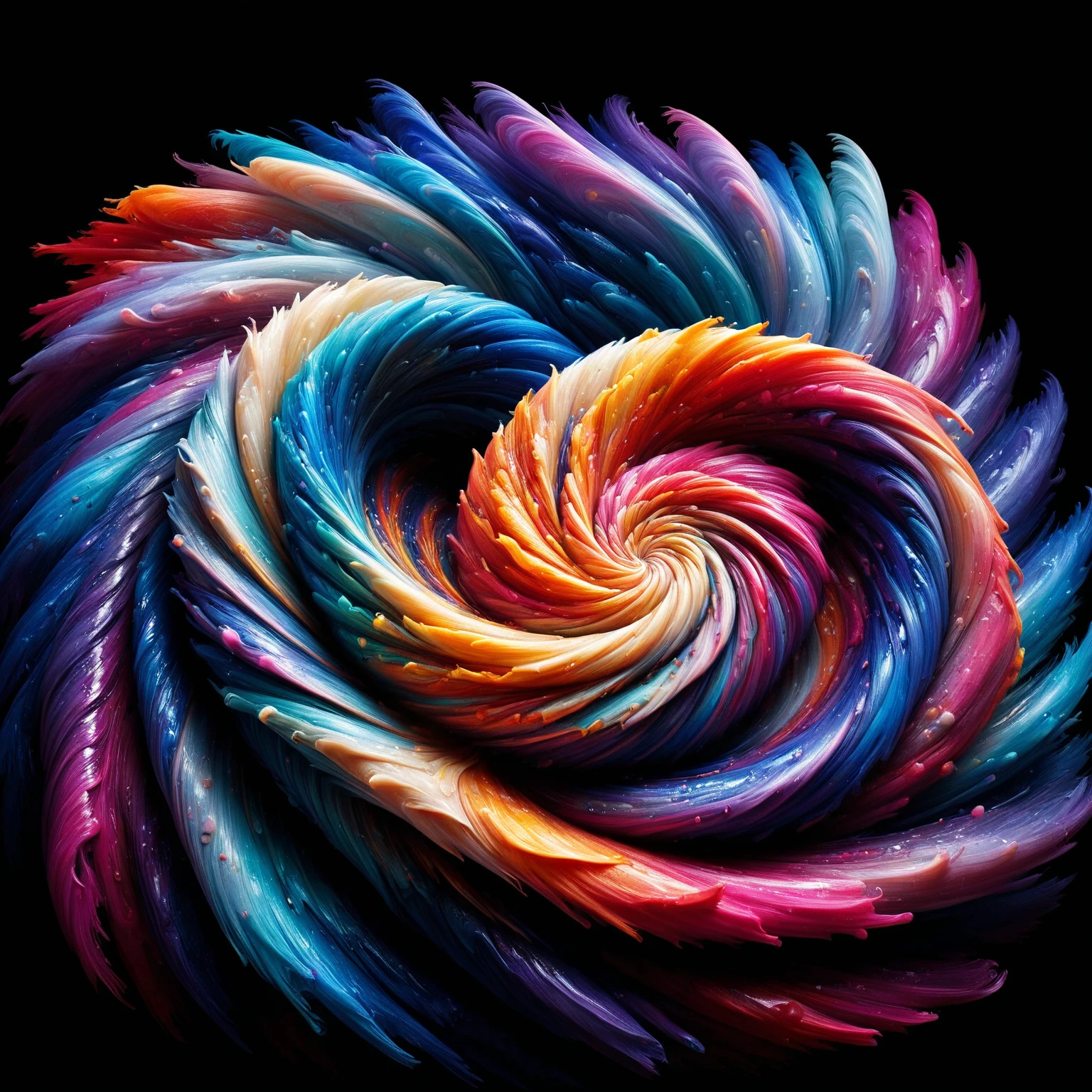 Create a 3d masterpiece from this swirling spiral image. Depth of field, UHDR, Give some realistic texture to go with the colors in a way that will make the image of appear to come right off the screen at the viewer. Attention to detail on the patterns on the arms of the spiral . Fractal will build up the patterns make sure denoising doesn't take out the color in the image. Make everything pop with realistic looking features and professional level quality artwork. Highers, Cinematic photography, cinematic portrait, cinematic lighting, portrait photography, hyperrealism, ultra detailed images, award winning, God rays, backlighting with depth of field and realism a priority. Icon style imagery. Iconic features to the extreme. Dramatic cinematography, ultra-fine painting, sharp focus and clean clear ink highlighted artwork. Photorealistic and third dimensional work. Awe inspiring, stunning, beautiful, iconic style, masterpiece. Give the image extra super saturated colors to offset the denoising.