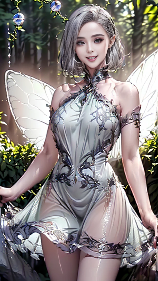 (((RAW photo , insanely detailed, highest quality, high resolution,))) (((white hair Beach waves hairstyle))), (((cosmetics))), ((((White catgirl, )))) break、(contrast:1), full body、,insanely detailed face, smile、happy、 large breasts、 full body、 break、Antonio Riva dress:1.1,dress made of slightly transparent fabric:1.3、many butterflies are flying, break、midnight:1.2、break, (realistic:1.1), impressionism), (extremely intricate:1.2), side profile of a fairy princess, high fantasy, (long gradient hair), beautiful face, half-closed eyes, (fairy:1.2), praying, (empire dress), jewelry, blue skin, pointy ears, AND (transparent black butterfly wings on her back:1.5), BREAK、 (in the enchanted flower garden:1.3), ( pink neon flowers and trees), (night:1.4), (pink neon fireflies), lots of black particles, black particles,