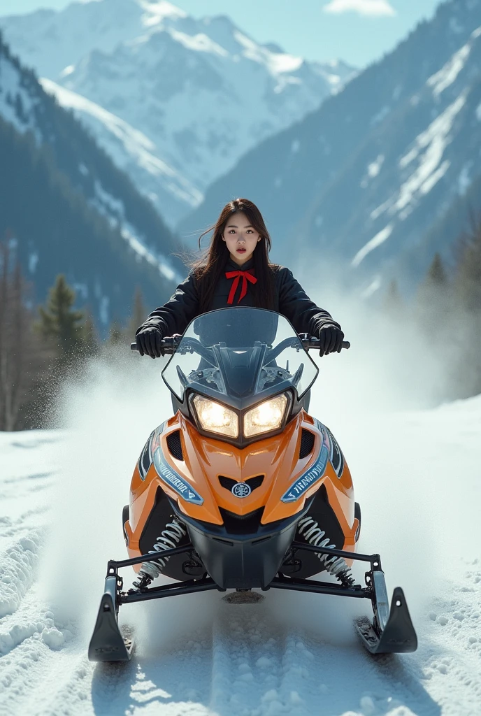 1girl, (abstract art designed by Roberto Matta:1.3) and (Louis Aston Knight:1.3) and (Juan Carreño de Miranda:1.2) , surrealism art, magnificent Digital artwork, Rule of Thirds, rear angle of a Interesting [Elusive|Unadvised] Gothic ([marionberrries:Snowmobile:5]:1.3) , it is with DayGlo yellow images, it is covered in Snow, centered Psychotic background, Bulgarian lake with Linden, Stars in the sky, FOV 90 degrees, Guilty, Proud, Voidpunk, Nostalgic lighting, F/14, anaglyph effect, good-looking, sunbeam, High quality, beautiful, female