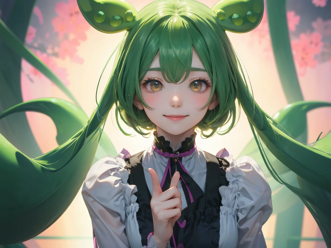 Tentacles drilled into the ears，Light green clothes，Magical girl，Hypnosis Device，Tentacles reach deep into the brain，Painful expression，parasitic，Ayanhei，collar，defeat，Empty eyes，bundle，whole body，Tentacles control the body，Jk short skirt， high school student