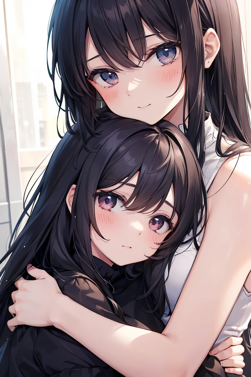 Cute mommy, mature women, realistic skin,perfect ,black hair, long hair, (hair over one eye:1.4), messy hair, hair between eyes, Nude, chubby,plump,fat,dense pubic hair, extreme pubic hair,pucker lips,cute shy blush on, night, ((Night view, on top))  