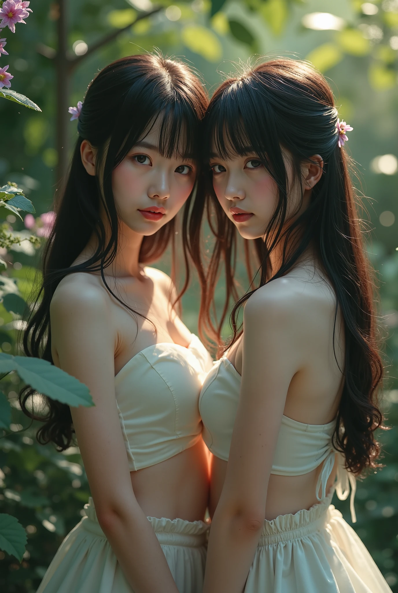 ((NSFW STILL SHOW、David Hamilton:1.37))、(Tiny Oppai-Loli Twins:1.37)、{(from side)|(from back)|(from below:1.2)}、{(((Detailed open crotch)))|((Kissing face to face))|(Standing Full Body:1.2)|Wide Shot}、{(Floating hair:1.2)|(Strong wind)|(Ass focus)}、zydG、8K best quality、((Masterpiece:1.2、Hyper-Realism:1.37))、((Detailed KAWAII Face、Detailed Oily Porcelain skin textures、Extremely Detailed))、(brilliant Shining Perfect eyes)、Smooth shading、{bokeH|clear focused}、Soft Lighting with many Follow lights、{Childish|Gigantic Cleavage:1.37}、{(Micro bikini:1.37)|(Sexy School Uniform:1.37)}、{Flowers|Flower wreath|ssmile|perplexed|seductiv|Different types of hair colors}、{(Light Particles:1.2)|(Lens Flare)|(Luminescent Particles:0.6)}、{Forest Lakeside|Lakeside Cottage|Before dawn|morning glow|foggy}、Exposed:1.37