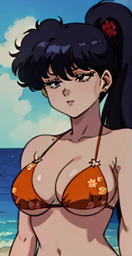 (Absurd, High resolution, Super detailed), masterpiece, Hinata(bolt), ((alone)), One person,Medium chest, Long purple Victorian dress, Mouth closed, (((Long Hair))),Are standing, Bodice and skirt patterns, Frilled Skirt, race, Blinking blinking effect, (((Detailed lips))), garden, Pink and yellow flowers, ((Realistic Skin)), Glowing Skin, ((Glossy Red Lips)), Purple eyes, Portraiture, beautiful, smile, (((Dark blue hair))), Bust Crop, Normal skin