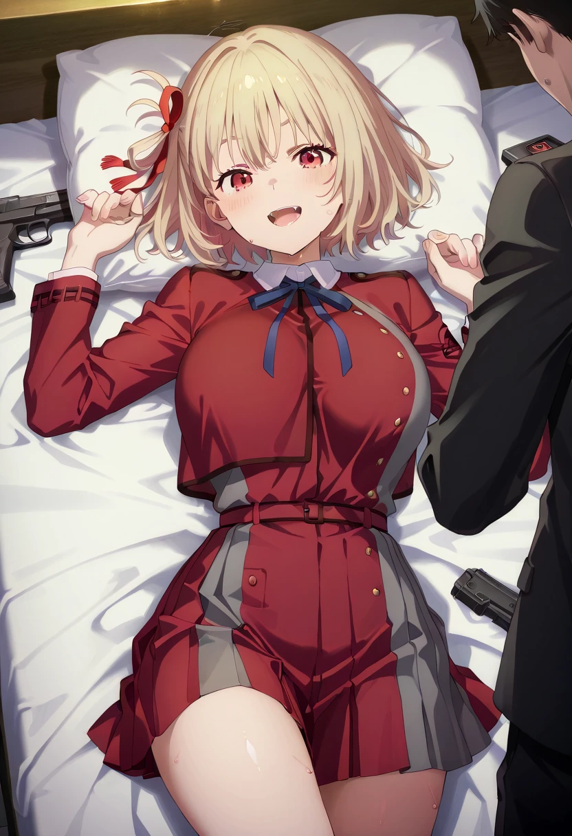 ((
Chisato Nishikigi, , seriously, Girl, pov, hetero, )), (back shot, from behind), (( sex, pov doggy sex , cum, panties, skirt lift, knife, gun, blood, angry, tears, red magic circle tattoo, )), (ultra detailed breasts, breasts skin texture, ultra enormous gigantic breast expansion, detailed large breasts, ), (looking at viewer),