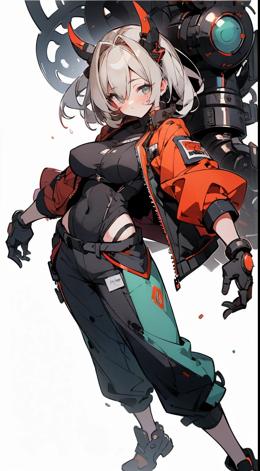 (masterpiece:1.2),8k, beautiful, high quality,
(full-length photograph:1.2)、((white background:1.6)),(Flat Illustration Art:1.2), (poster art:1.2),(Ultra-definitive game CG), CG animation, Character setting painting,Original character reference sheet adoptable,score_9,score_8_up, score_7_up, score_6_up, score_5_up, precise details, animation,
Bullish girl, ((MEGUMI)), (masutepiece:1.2),8K, Beautiful, High quality,
girl with, Dreadlocks, Red Long Jacket, Black Hot Pants,
(Large mechanical arm 1.3), Mechanical arm, Scissor Arm,
Sweat,
Curly hair, Blue eyes, Beautiful face, Bullish appearance, (Model body type),
glamor, (muscular:1.3), (ultra gigantic tits:1.2),
the golden hour,
Full body shot,dynamicposes