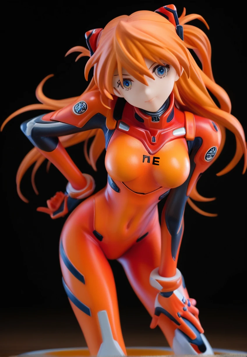 Asuka, 1 girl, driving suit, 8k, best quality, proud expression, serious expression, full body, chibi, black and white background