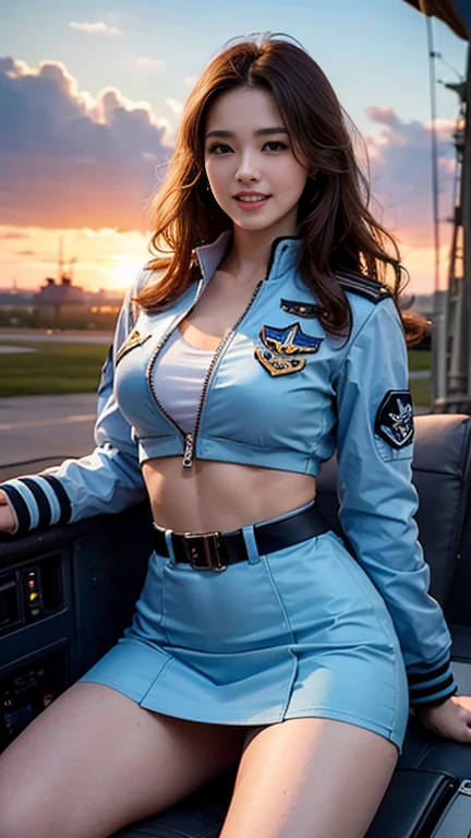arafed asian woman in a blue and white uniform standing in front of a plane, cute pilot girl, korean girl, jaeyeon nam, beautiful south korean woman, cute girl wearing tank suit, pilot girl, taejune kim, korean woman, heonhwa choe, gorgeous young korean woman, girl with warship parts, wearing dirty ripped flight suit