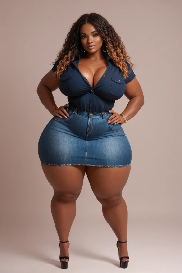 black woman, young goddess, gorgeous black lady, gorgeous black woman, gorgeous female, light skin, beautiful goddess, 24 years old, beautiful eyebrows, brown eyes, very beautiful, fitness body, very attractive, dear, very sweet, beautiful,long beige coat, black t-shirt, light blue jeans, black platform heels, long hair, hourglass waist, wide legs, medium breasts, big buttocks,  curvy figure, beautiful thick, thick body, wide hips, thicc, curvy model, curvy accentuated booty, curvy body, skinny waist and thick hips