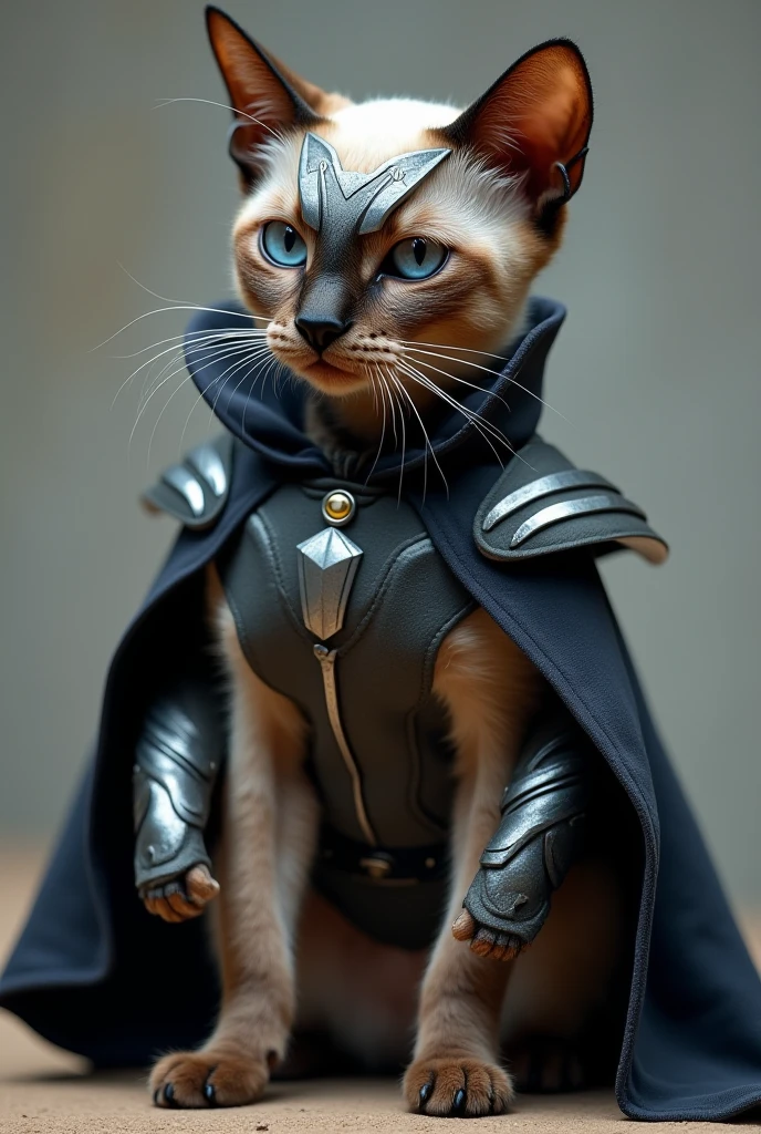 Siamese cat wearing costume magneto from xmen