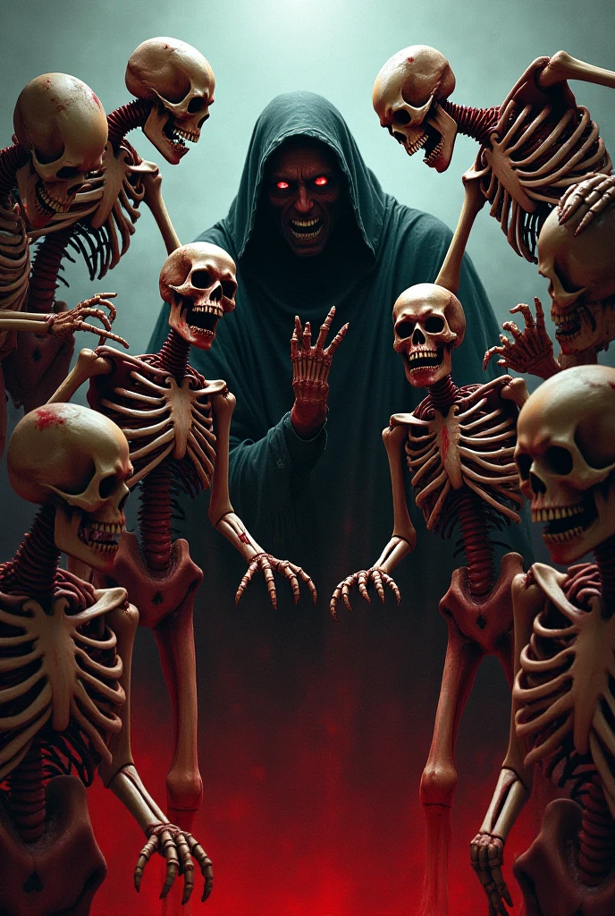 A group of skeletons are laughing with blood on them and YAKOUZA xin the middle is written