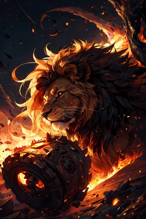 A fire lion  