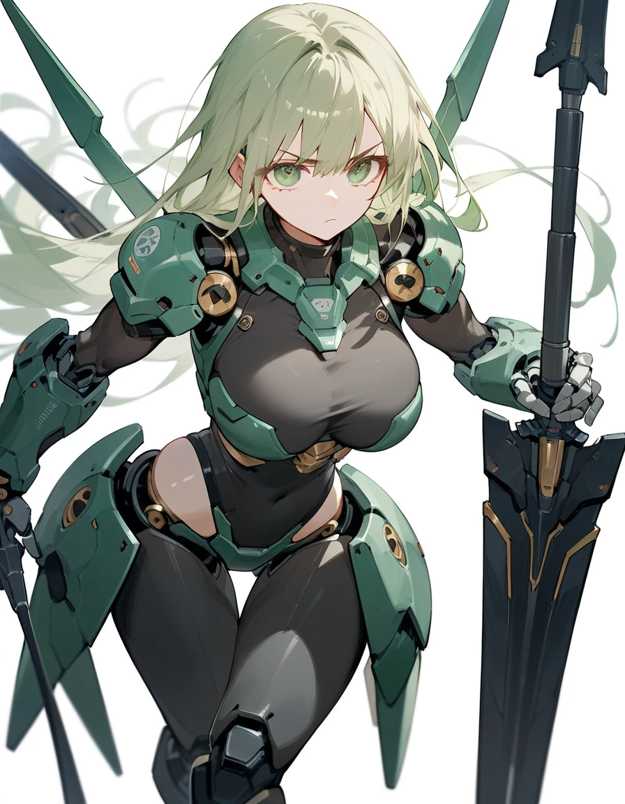 1 girl, high quality, (short hair), forehead, (medium breast), (straps on thighs:1.3), white background, plants, (stocking), (sweaty:1.1), (nipples:0.8), thick thighs, (middle Ages:1.2), (cameltoe:1.1), suit, (cyborg:1.2), (armor), white hair, hair band, horns, underboob