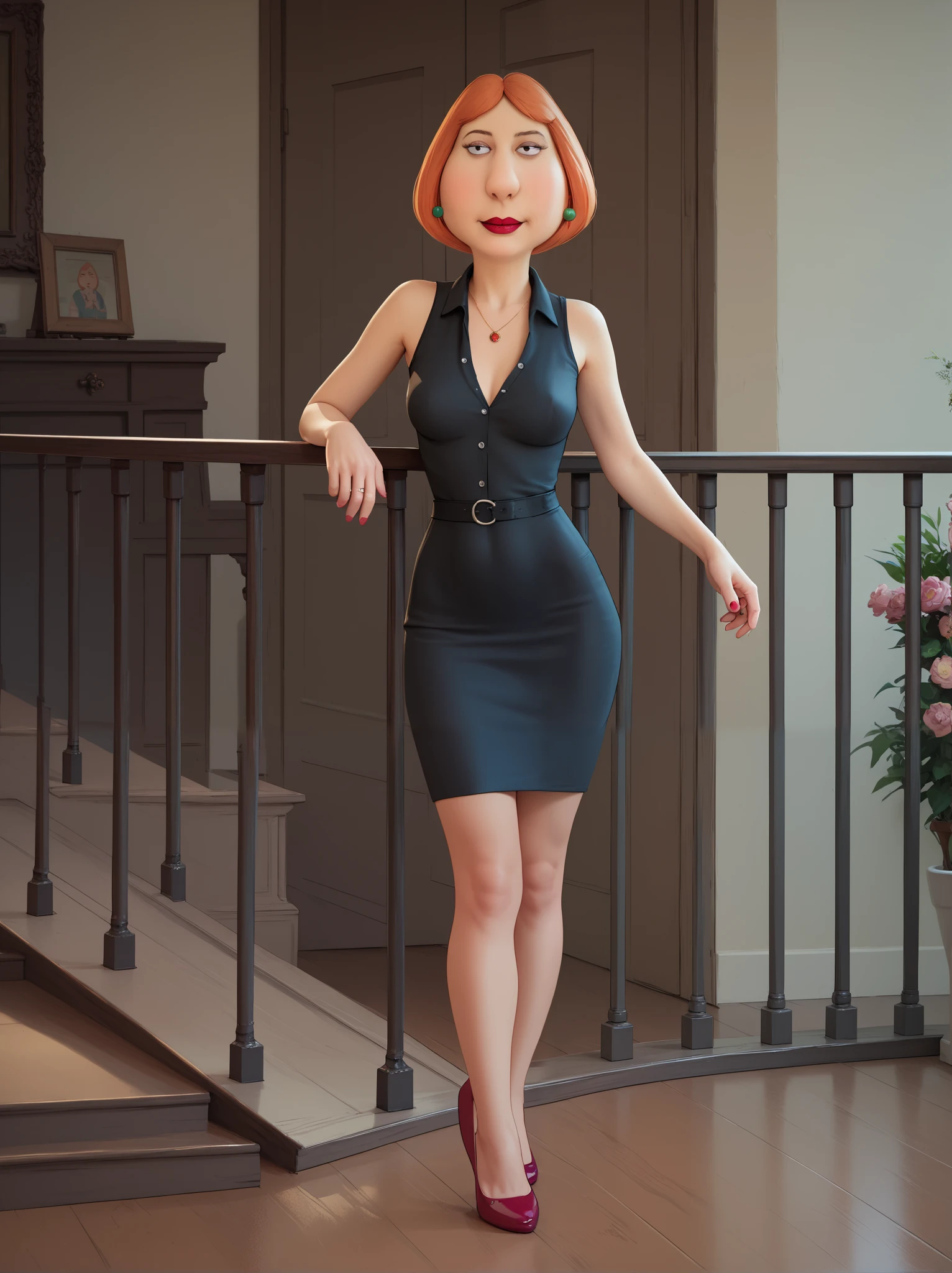 Lois Griffin. on a catwalk, Wearing a sexy secretary dress.  ultra realistic .