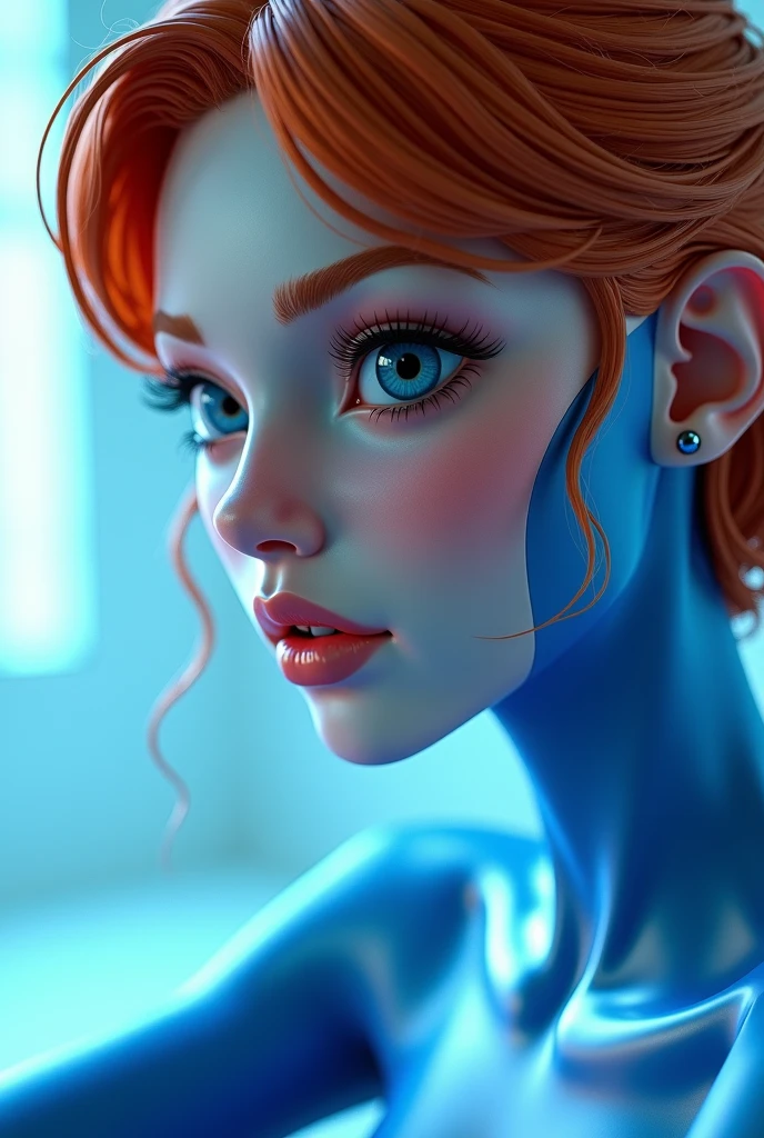 sexy, redhead, Blue eyes, beautiful body, elastic breasts