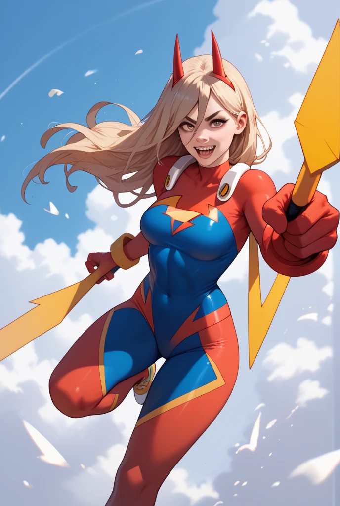 1girl, medium breasts, ((leotard, highleg leotard, light blue leotard)), (lighting bolt emblem on chest), bare legs, (tight belt), boots, matching boots, gloves, city backdrop, solo, single, standing, full body shot, cowboy shot, superhero, beautiful detailed eyes, power, diffraction spikes, ((blonde hair, short hair, wavy hair)), high school backdrop, outdoors, mature lady, teacher, spinning her body in rapid speed like a tornado, wind swirls, rapid gyration, girl tornado spinning, girl turning to a whirlwind, outstretched arms