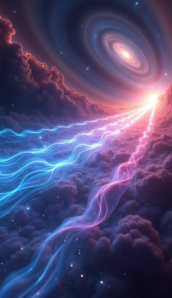 A visualization of light waves moving from a distant galaxy toward ...