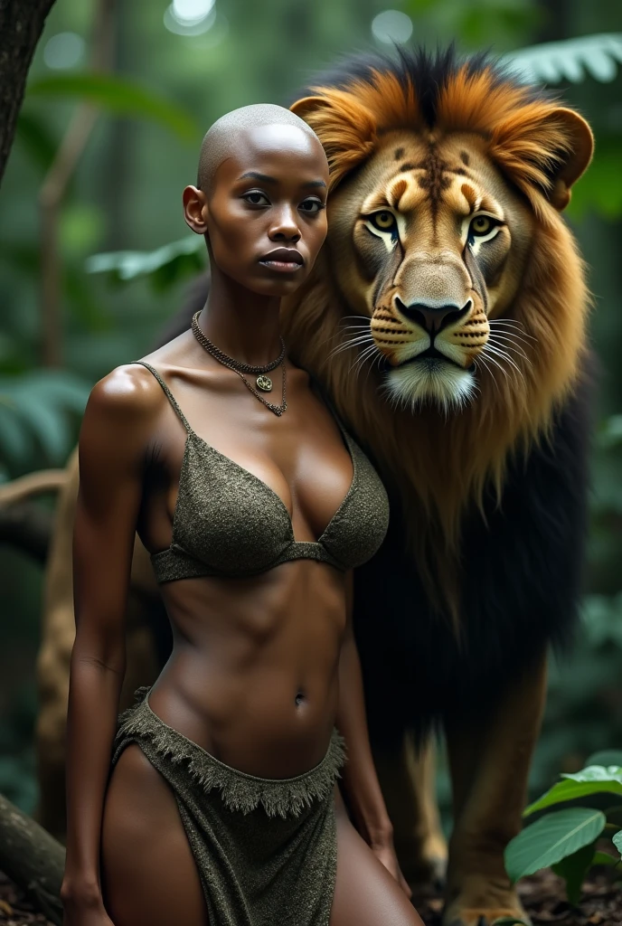 ultra-detailed, high ((best quality)), ((art)), majestic and intricately detailed smooth oil painting (beautiful black woman,Nigerian, muscular body,African tattoos all over her body, graceful,sensuality, orgasm, eroticism, 1 arena fighting with a lion, exquisite and elegant, cubism style, Salvador Dali style -ar 9:16 - v6