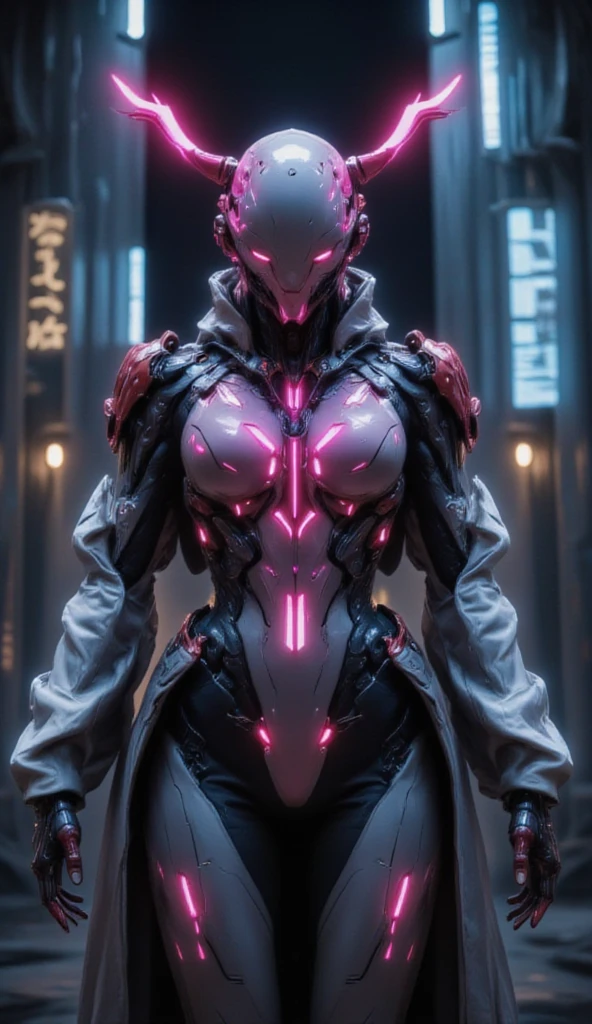 In the world of Warframe, Johanna de Armas emerges as a young woman, her form encased in a neon genesis evangelion style plugsuit, a testament to advanced futuristic exoskeletons. The exosuit, a fusion of futuristic baroque and rococo cyberpunk, is a marvel of design, featuring a white puffer jacket that adds a touch of elegance to her formidable appearance.
She stands in an opulent gothic cyber church, bathed in neon lights that cast dramatic shadows, emphasizing the off-center composition of the scene. The atmosphere is thick with the essence of retro cyberpunk art, reminiscent of the works by Keos Masons, and the painting style of Richard Gerstl, known for his vibrant expressionism and emotive, psychological intensity.
The street art and graffiti around her, with their vibrant colors and urban themes, reflect an 80's inspired synthwave aesthetic. The scene is a tapestry of neon, vibrant, and detailed elements that capture the essence of retro futurism. The shallow depth of field, vignette effect, and highly detailed rendering create a moody, epic atmosphere, reminiscent of a high-budget cinematic production.
The bokeh effect, cinemascope framing, and the addition of film grain give the image a grainy texture, enhancing its cinematic quality and adding to the overall gorgeousness of the scene. This is a world where technology and art collide, creating a visual spectacle that is both intense and beautiful.