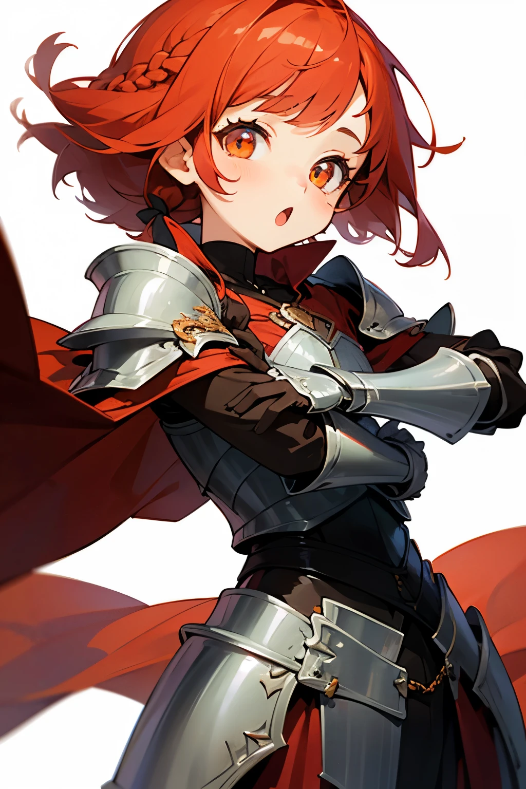 masterpiece, 1 girl, solo, short hair, red hair, black bodysuit, bare legs, angry, shoulderpads, spear, full body, outdoors, cowboy shot <lora:Camille:1>