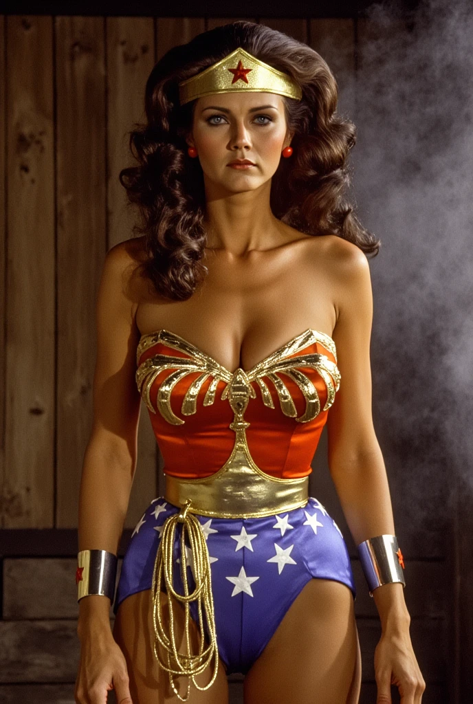 Wonder Woman, Linda Carter stands, Hands tied with rope,Pleasing Fluffy Sexy Emotions,