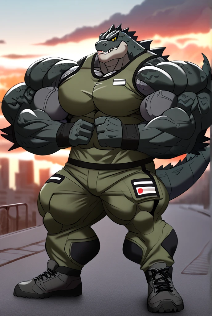 Hyper godzilla kaiju Muscle Colossal militar Bodybuilding Uniform 