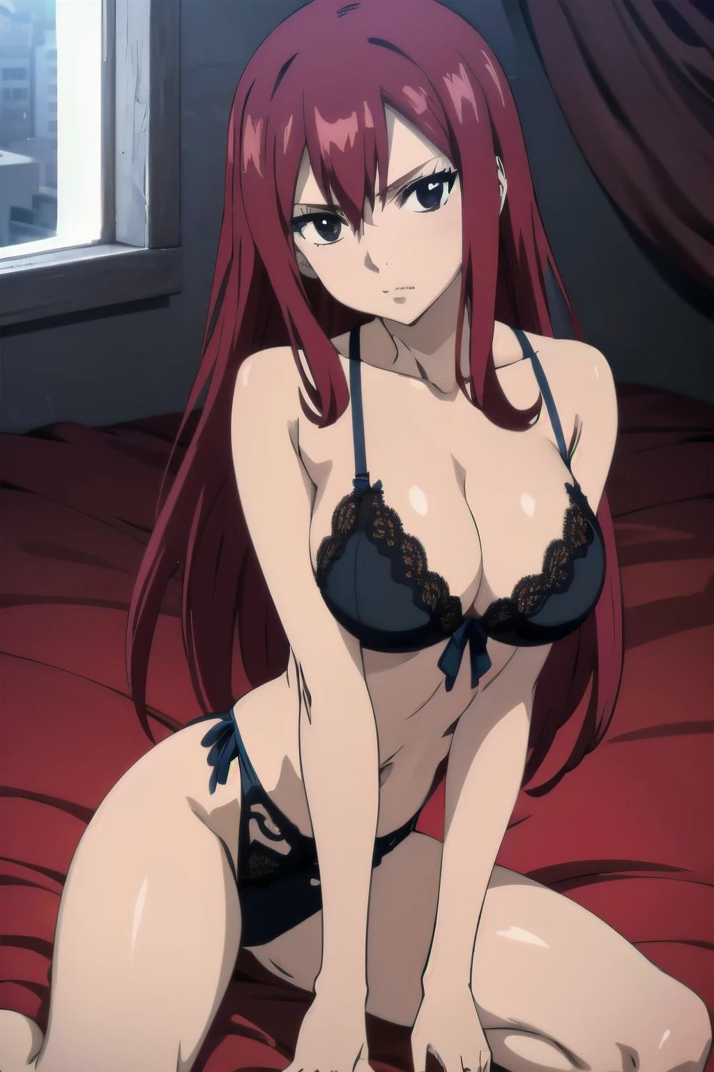 1 , Scarlet Era, wearing sexy body lingerie.