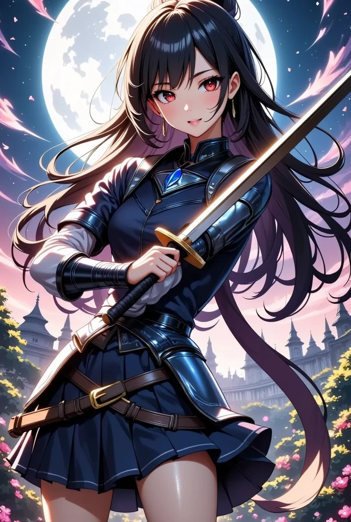  1 girl　+Master Swordsman　+ hold the sword　+Overwhelm Enemies 　+ninja　+Sengoku Warlord Armor　+The big picture
Battlefield　+ Night Sakura　+ Sword Effects