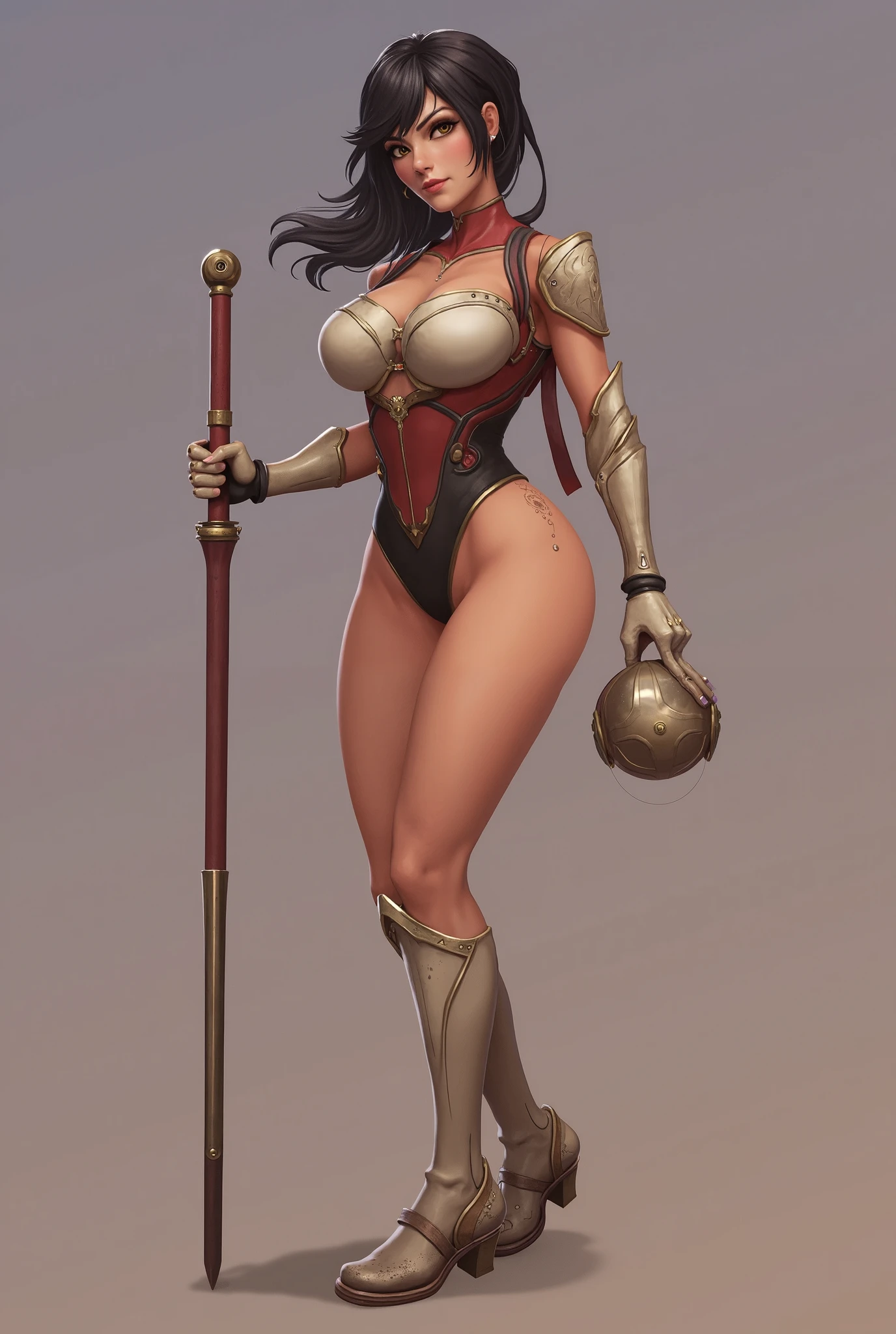 woman, ((long hair)), blackblue hair, ((beautiful)), ((straight hair:1.4)), hair split in middle, adorned in medieval armor, twerking, metal muscles, emanating a medieval elegance and marvel, armor pump bootreastplate)), chrome silver tiara, small armband, (shoulder armor), gauntlets, ((armored thong:1.5)), sword, shield, exposed midriff, (puffy lips:1.3), detailed eyes, ((slendered abs )),((sweaty), wide hips, (puffy lips:1.5), slender abs,rim lighting, side light, cinematic light, ultra high definition, 8k, film grain,best shadow, light particles, detailed skin texture, detailed gem armor texture, detailed face, intricate details, super detailed, bright, spiked heel boots