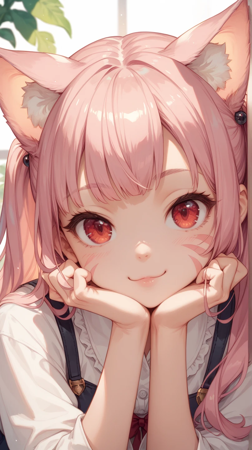 replace her head vith a tv,fullbody in pink jk suit,fullbody