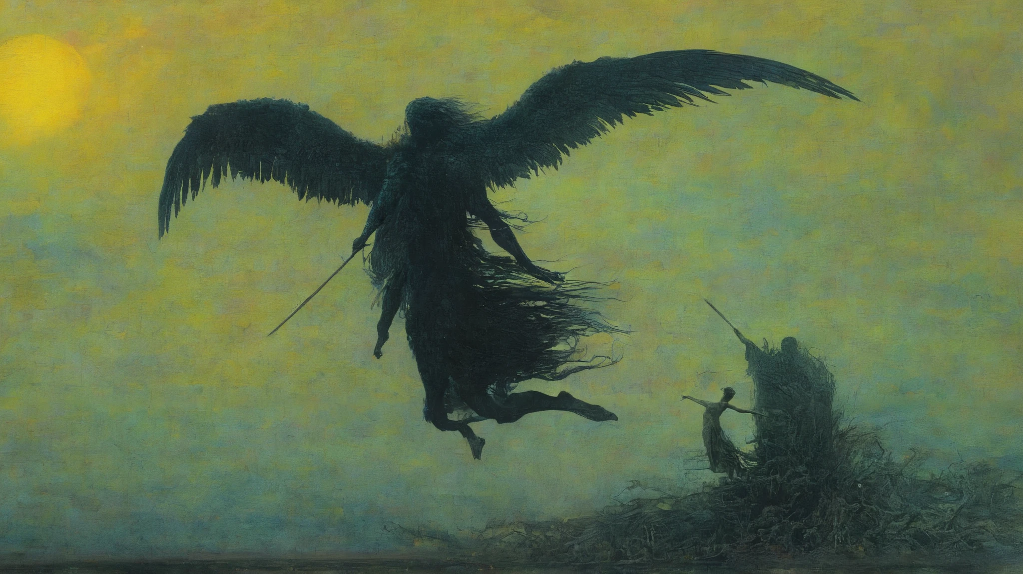 Mythical creatures, author：Zdzislaw Beksiński、Angels and Demons、Wasteland、Holy War