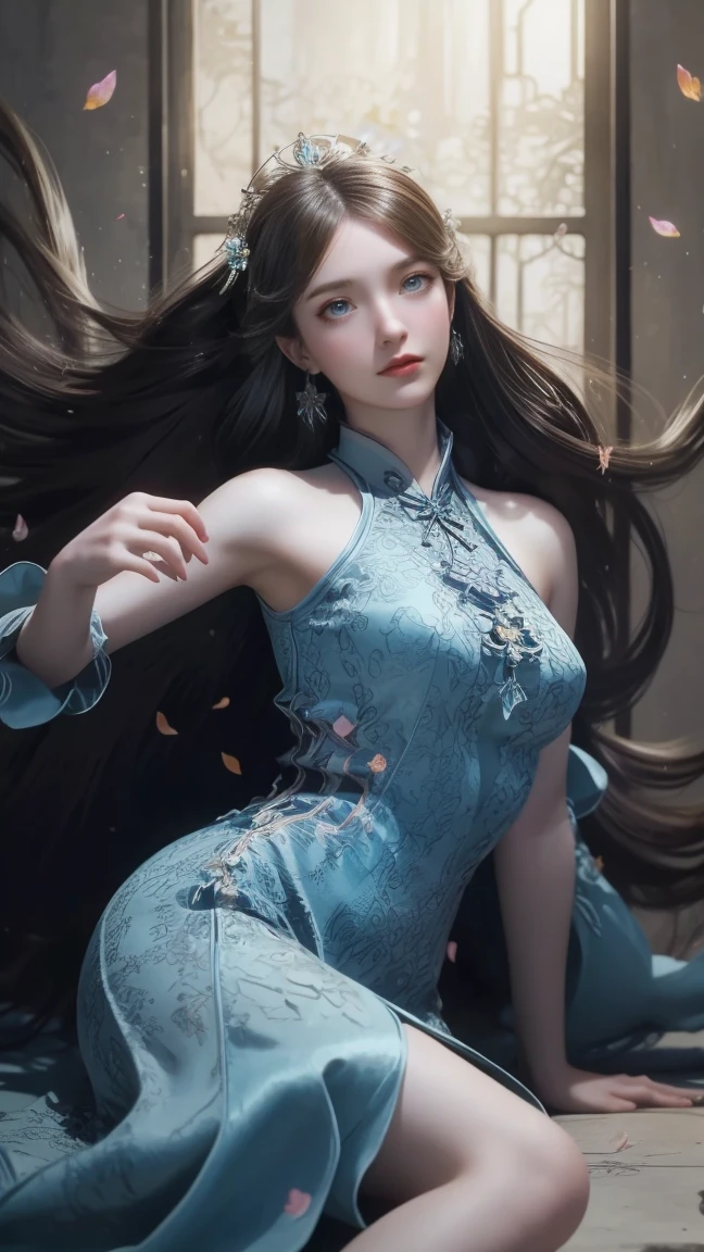 ((最大16K解像度のmasterpiece:1.6)),beautiful,Highest quality,Absolutely wonderful,Very detailed,Ultra-high resolution,masterpiece,Realistic,Realistic,Increased depth of field,Cinematic Light,
One elegant mature woman, Long black hair,精巧なディテールのbeautiful顔,Face with a gentle expression,Transparent white skin,Very delicate skin texture,Great proportions,Glamorous Body,Anatomically correct body,
high slit dress,Gorgeous colors,Gorgeous and detailed pattern,Beautifully detailed pattern,Detailed cloth texture,
Dark Background,Dramatic Angle,