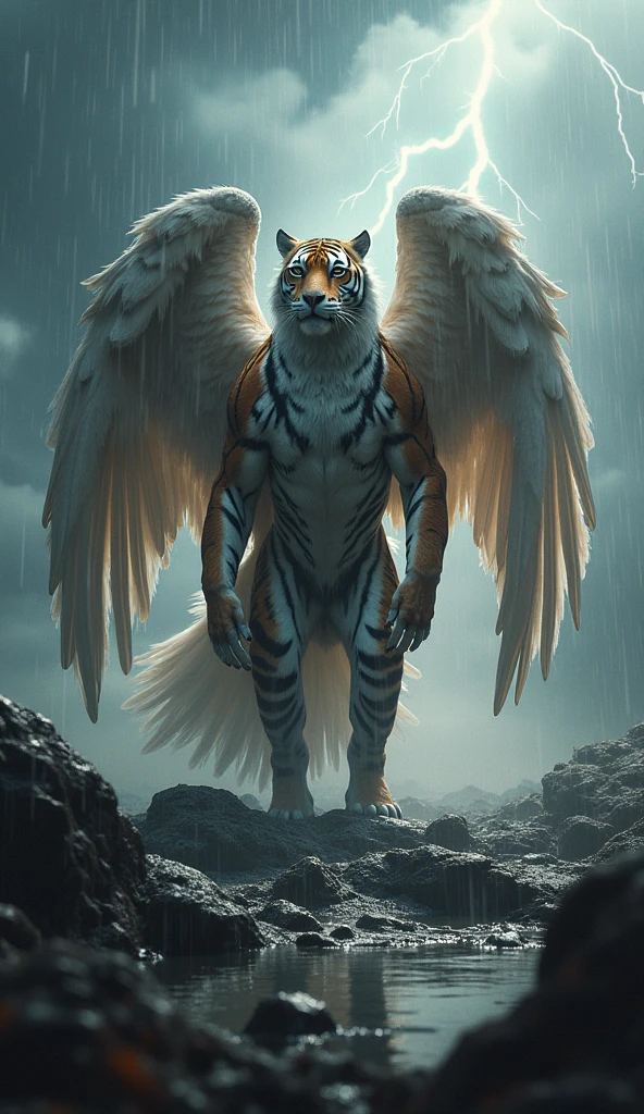 Mythological creature black griffin, with the body of a panther and wings of an eagle --auto