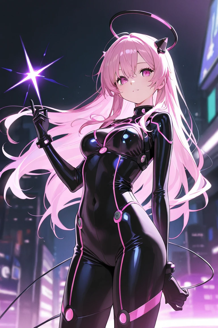 girl in futuristic clothes、electronic body