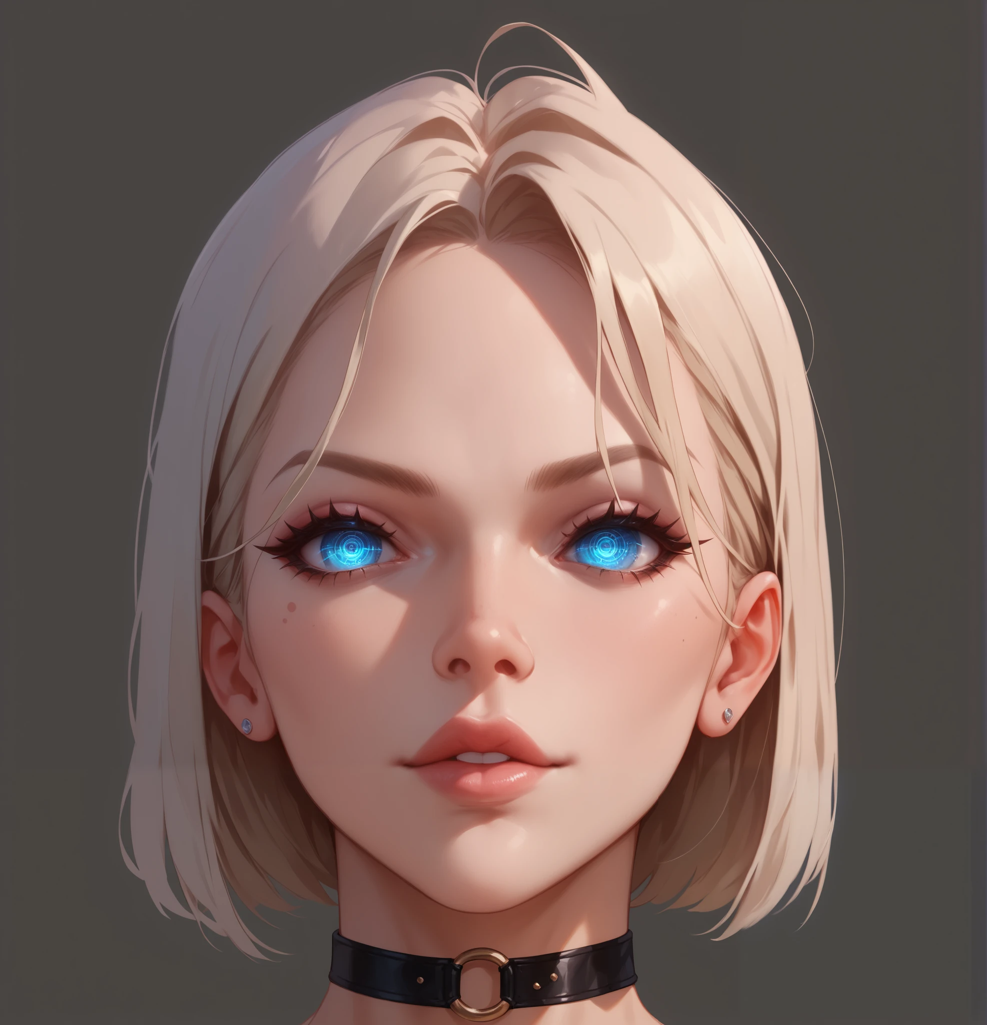 ((masterpiece)), portrait of a cyber girl with implants, mechanical eyes , with a harness and an interesting background