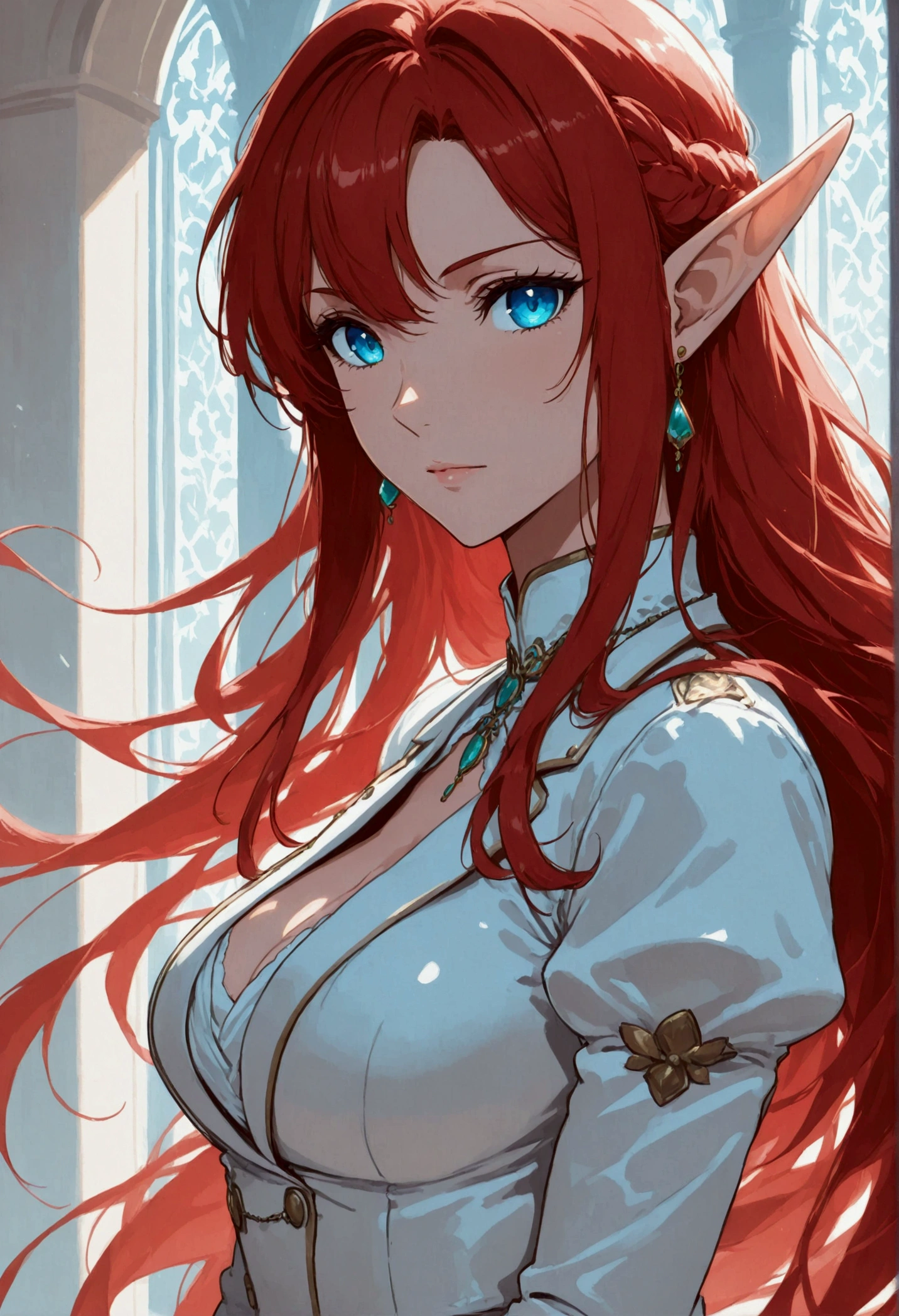 score_9, score_8_up, score_7_up, score_6_up, score_5_up, score_4_up, Arafed, a portrait of an elf woman, exotic beauty, long hair, red hair, (azure eyes), glamour shot, she wears an (white: 1.3) elegant suit, high heel boots, full body shot, 16k, ultra detailed, masterpiece, best quality, (extremely detailed), arafed, dnd art Cinematic Shot