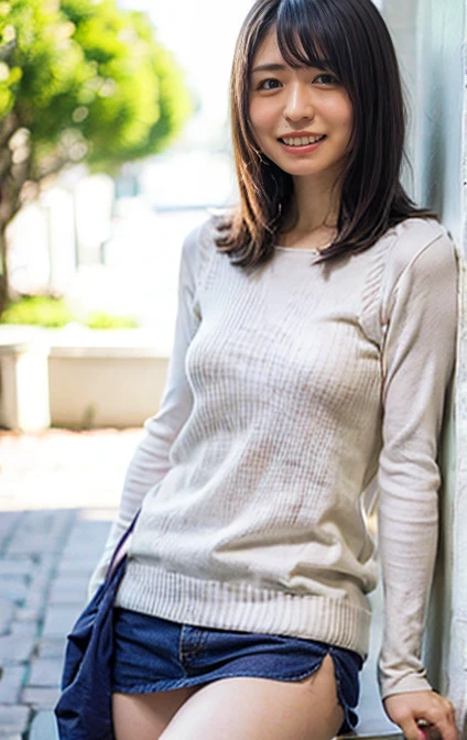 (((One girl,alone))),(Highly realistic photos, High resolution, Detailed face, Beautiful Eyes) Japanese women, 21 years old, Cute Face, alone:1, Nice body, Medium chest, ,Hairstyle,  Take a photo book,,Healthy Body,Thighine Fujiko,Flip up your skirt、