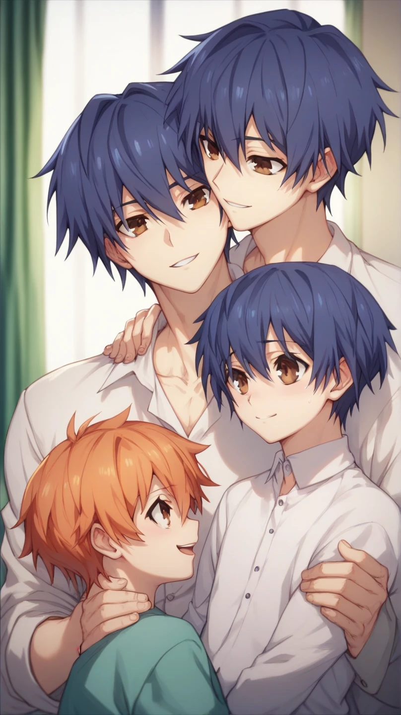 Family Photograph :  Kurumi Tokisaki as the Wife/mother,  Shido Itsuka as the Husband /father, a boy and a girl like their ren, whole family. 